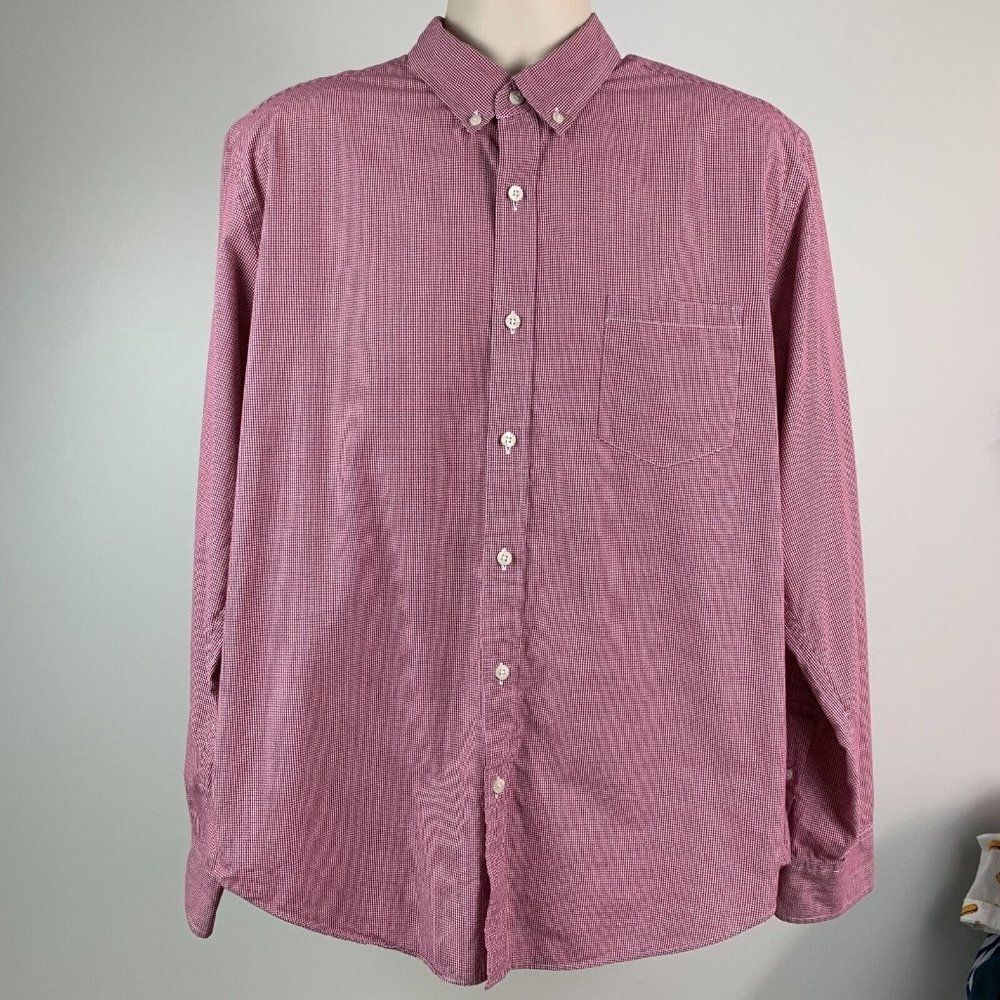 Banana Republic sz XL Button Front Shirt Red Checked Pocket Cotton